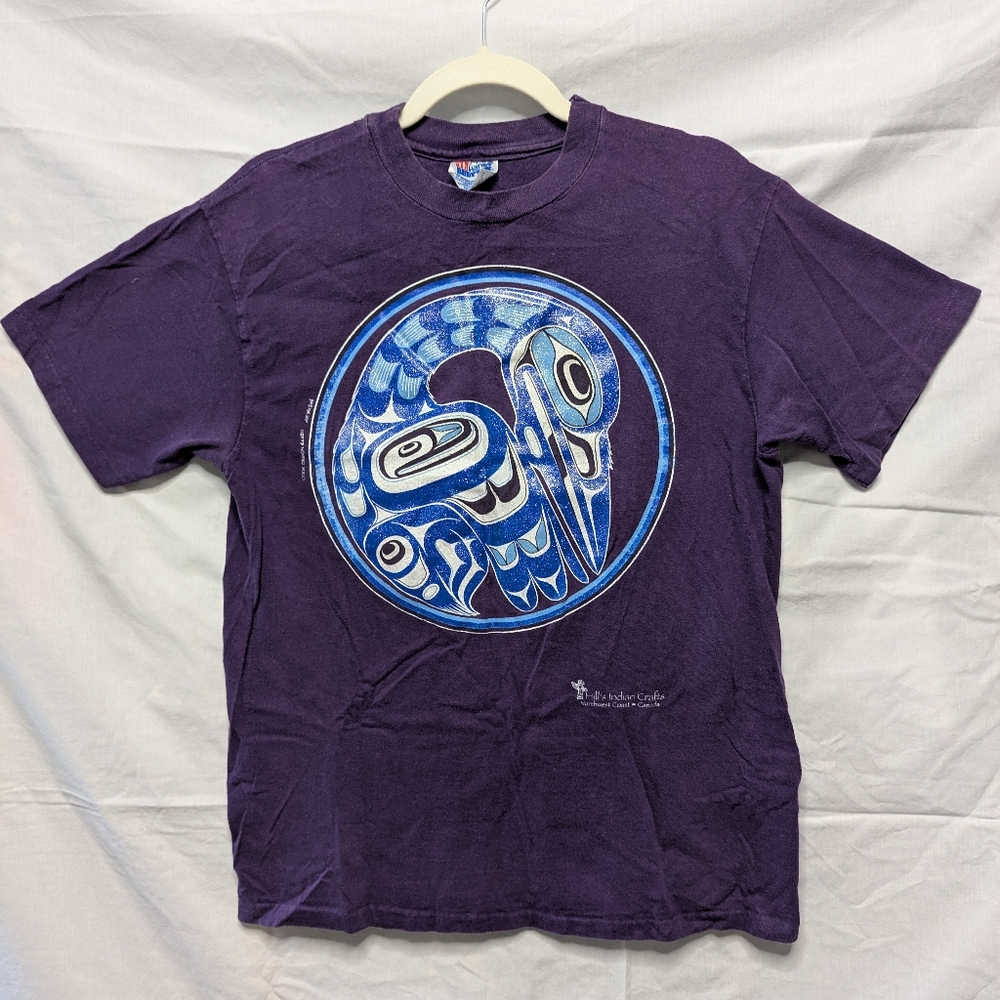 Vintage Purple Tee with Blue Soaked Sparkly Graphic